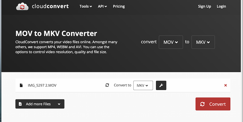 Cloud Convert MP4 to Mkv