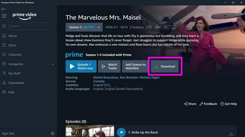 Prime Video Download Button Windows